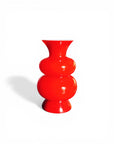 Red Short Bubble Fluted Vase