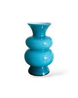 Teal Blue Short Bubble Fluted Vase