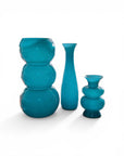 Teal Blue Short Bubble Fluted Vase