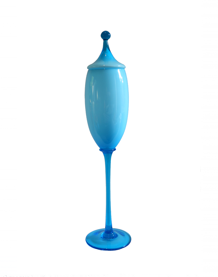 Empoli Blue Tall Stemmed Apothecary Lidded Jar