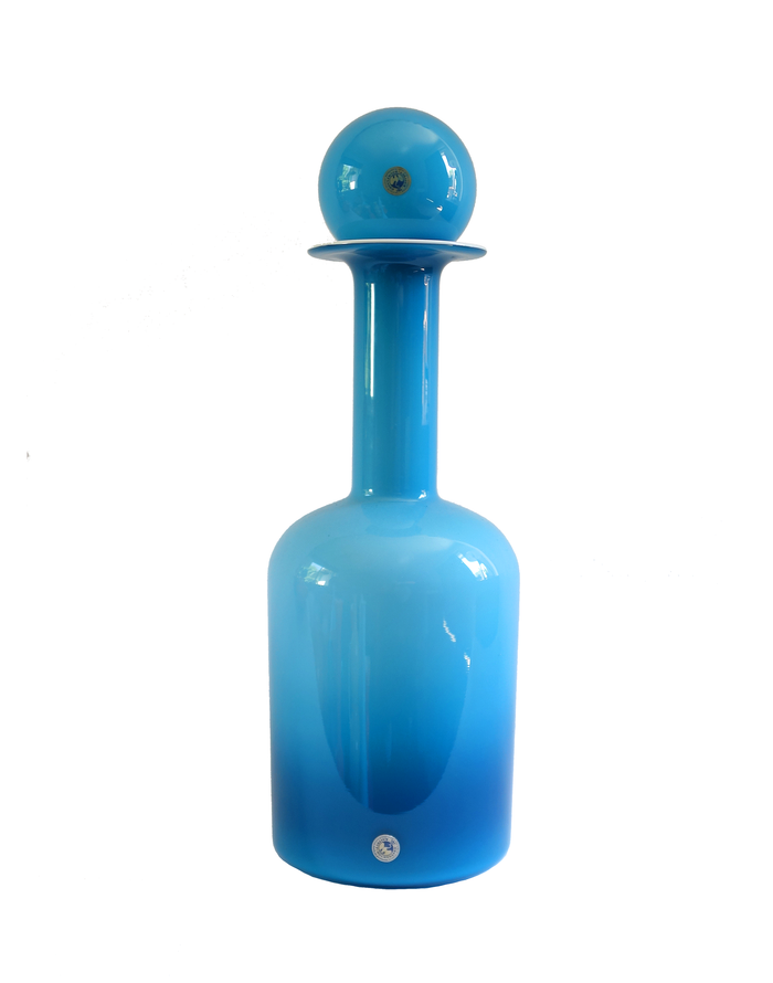 Holmegaard Gulvase Bottle with Ball Stopper in Blue