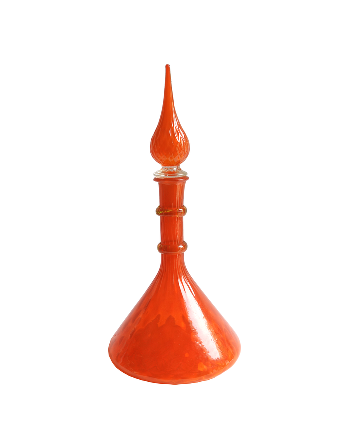 Quilted Optic Pattern Italian Decanter in Orange