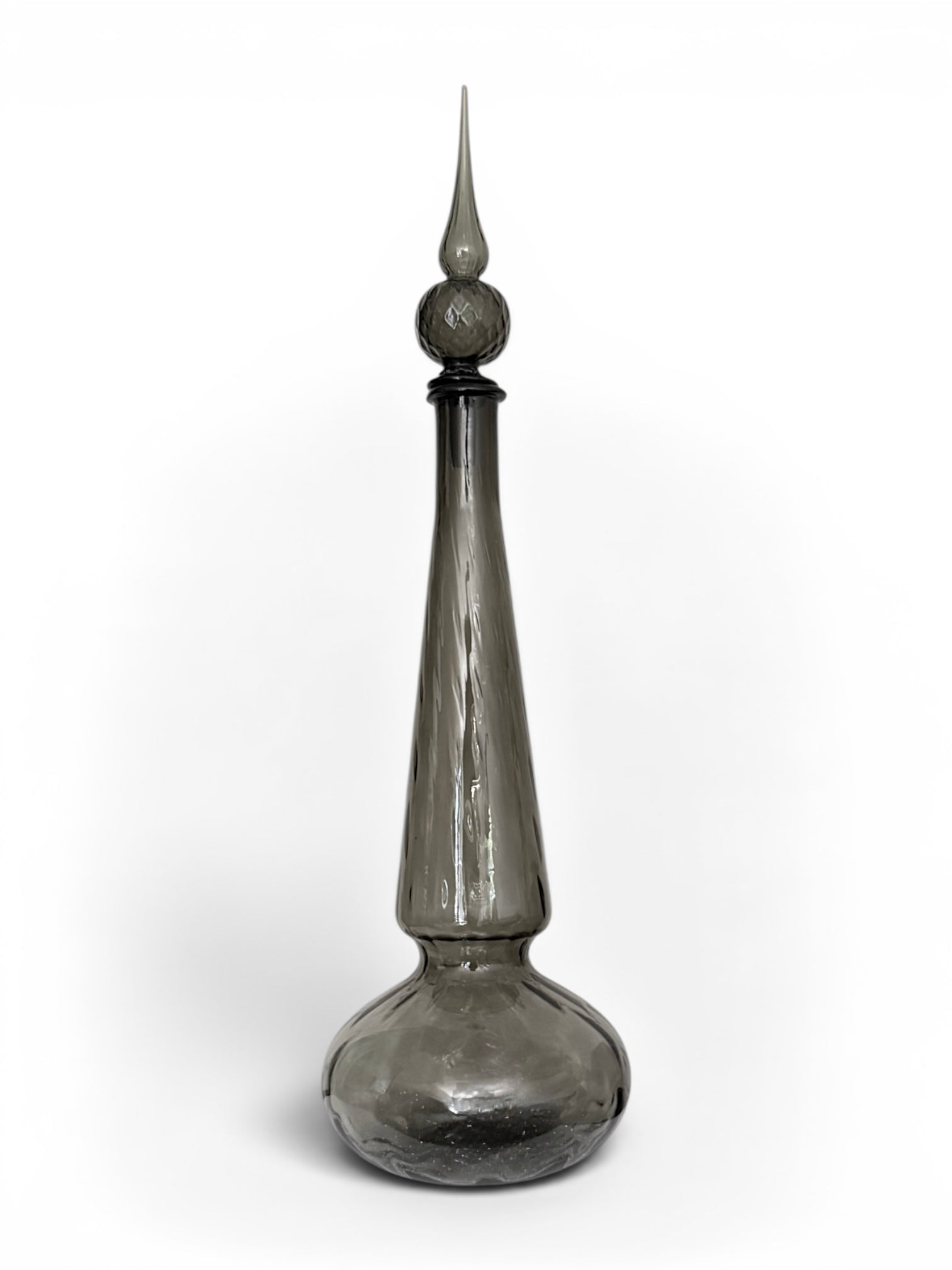 Empoli Grey Optic Genie Bottle Decanter with Double Tier Stopper