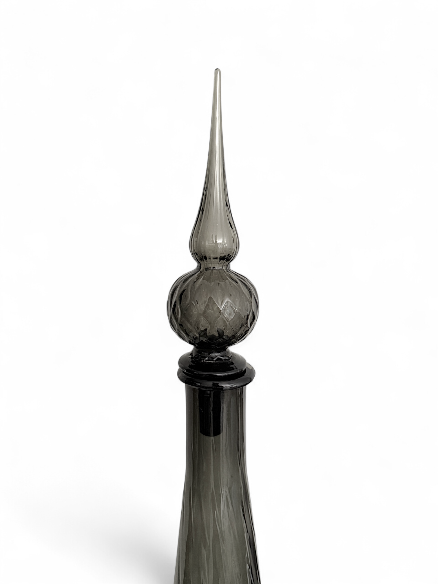 Empoli Grey Optic Genie Bottle Decanter with Double Tier Stopper