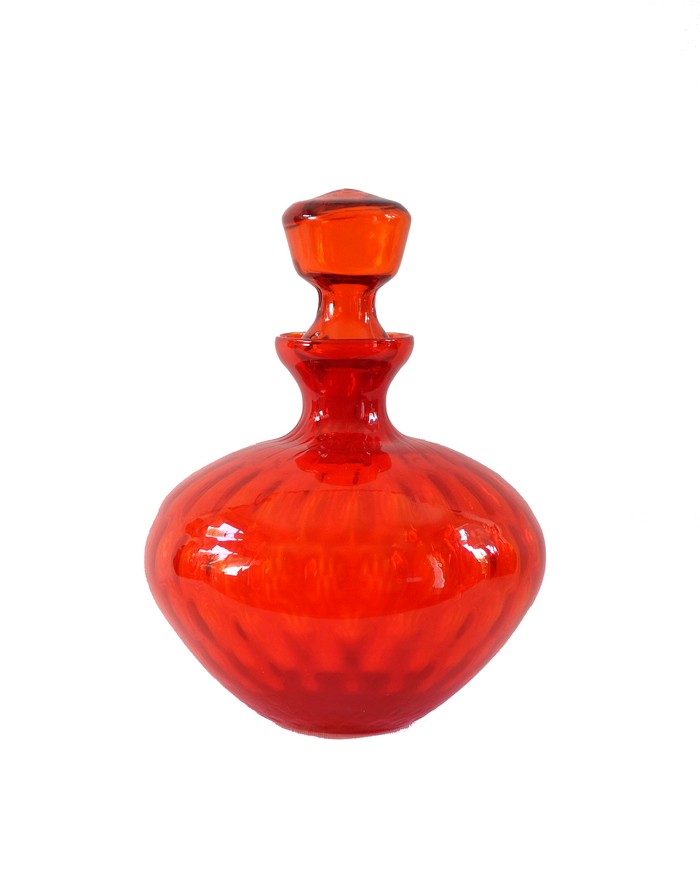 Quilted Optic Pattern Italian Decanter Apothecary Jar in Red No. 1