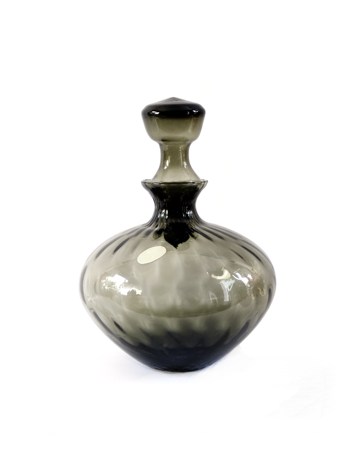 Quilted Optic Pattern Italian Decanter Apothecary Jar in Grey