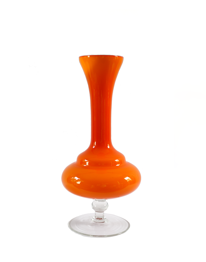 Empoli Orange Pedestal Fluted Vase