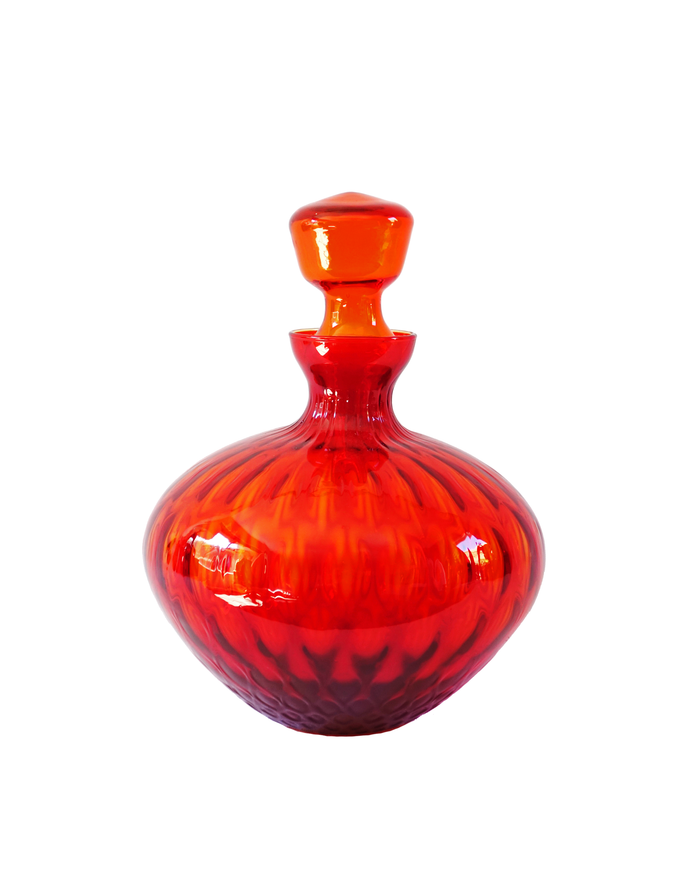 Quilted Optic Pattern Italian Decanter Apothecary Jar in Red No. 2