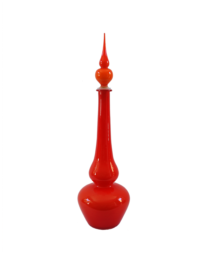 Empoli Red Genie Bottle Decanter with Double Tier Stopper