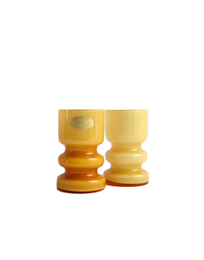 ICET Arte Murano Butterscotch Amber Bud Vase Pair