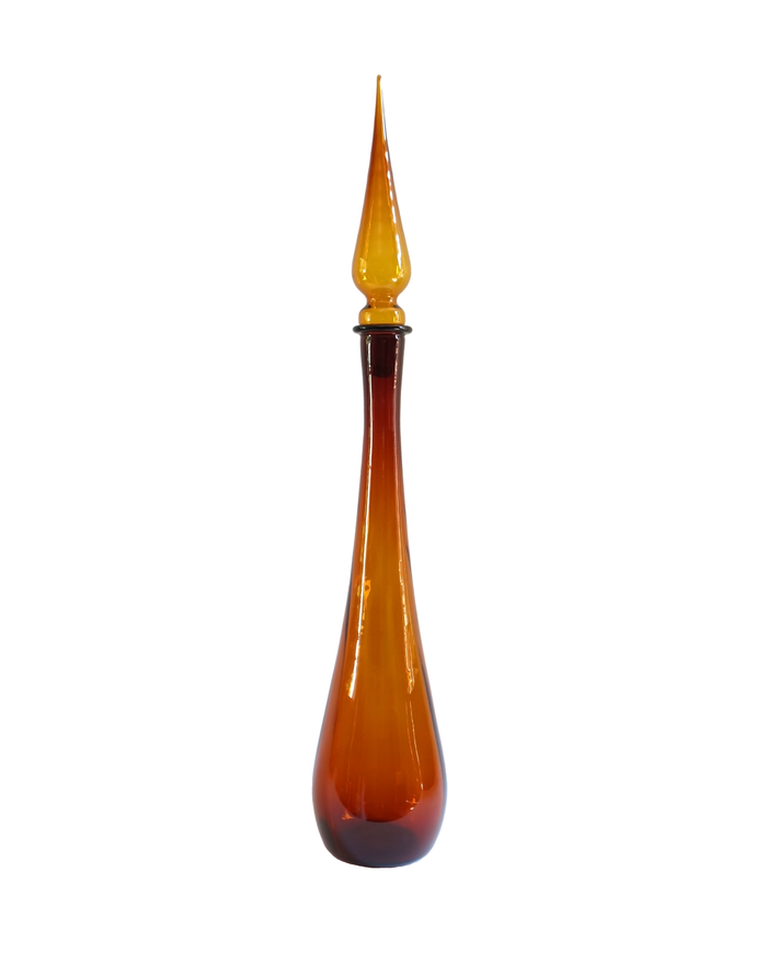 Italian Architectural Floor Decanter in Amber