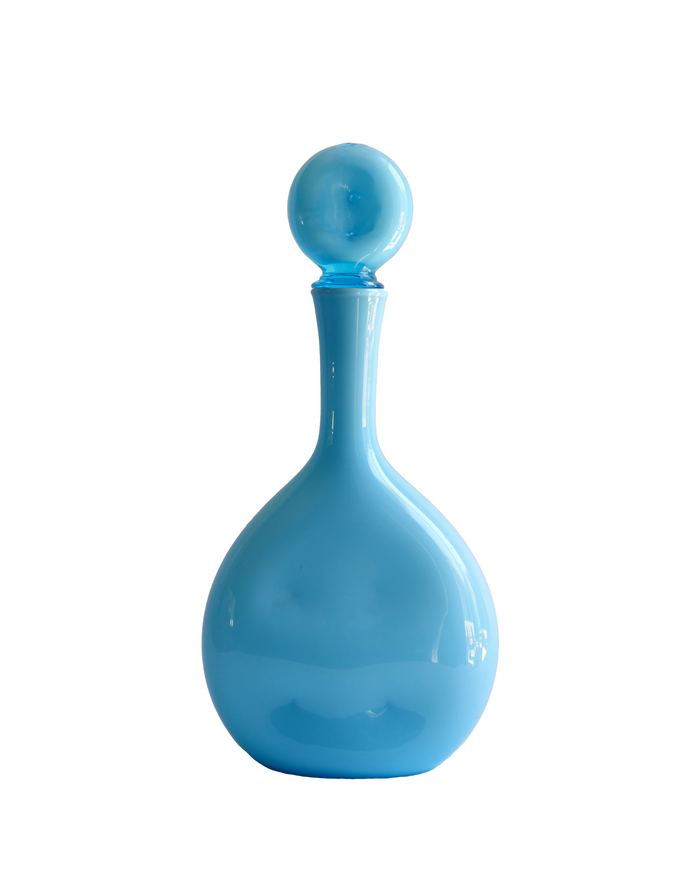 Empoli Blue Lollipop Dimpled Decanter