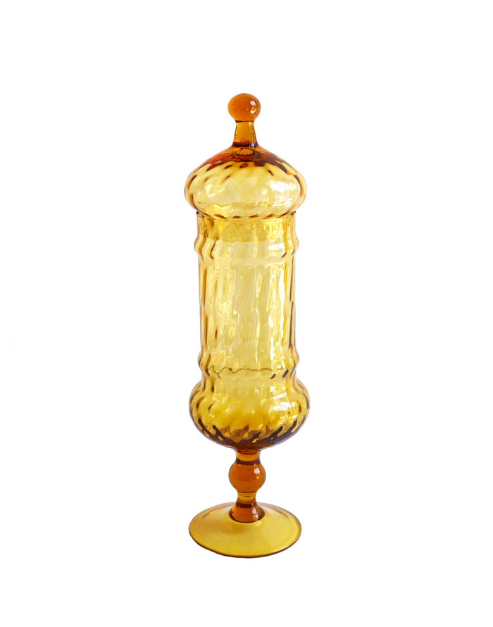 Italian Apothecary Lidded Jar in Amber