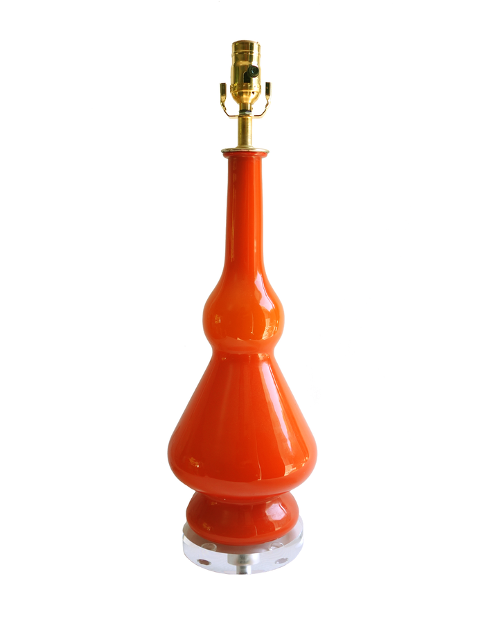 Empoli cased glass orange genie bottle lamp