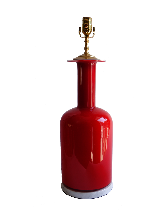 Holmegaard XL red gulvase bottle lamp