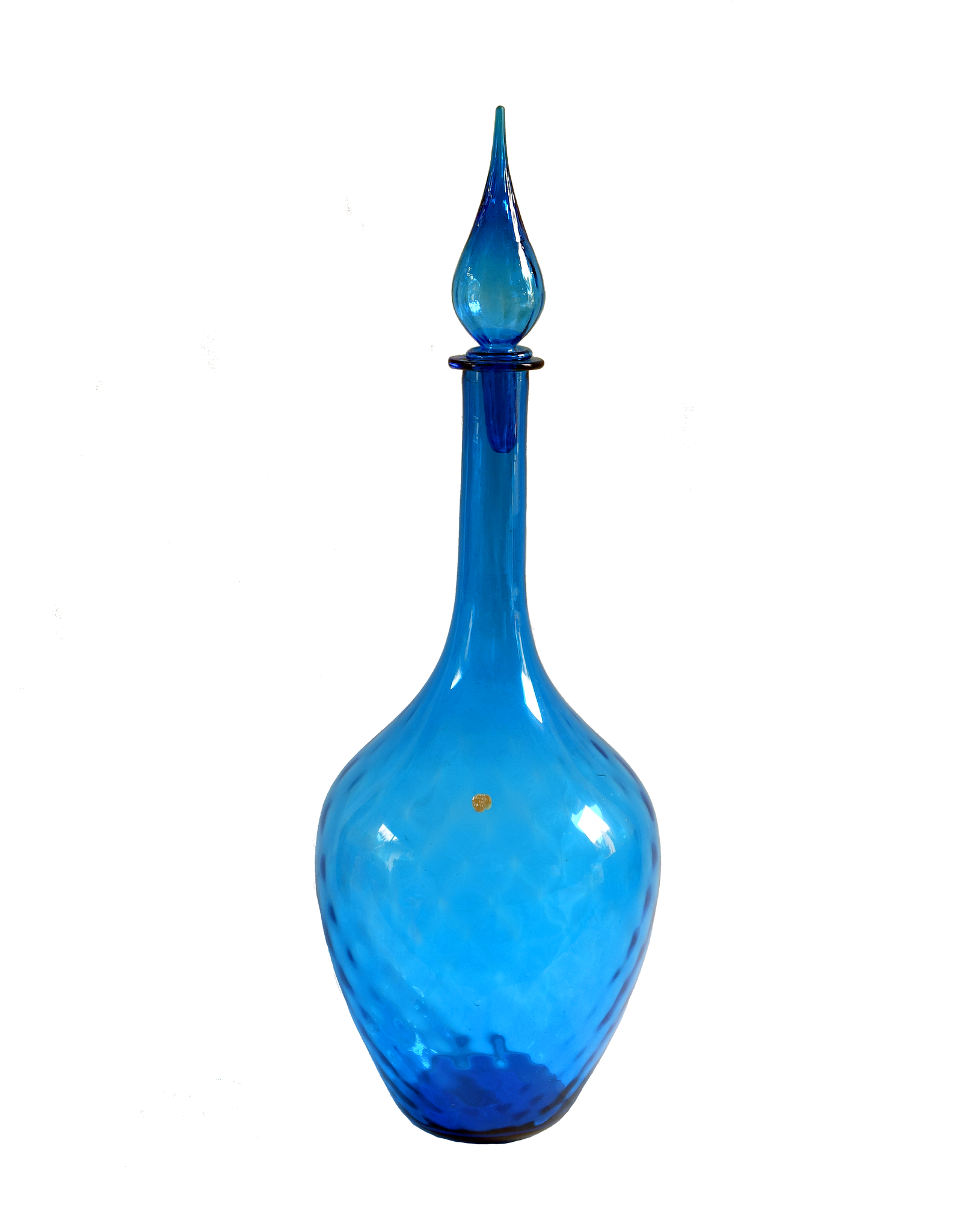 Quilted Optic Pattern Italian Genie Bottle Decanter in Blue