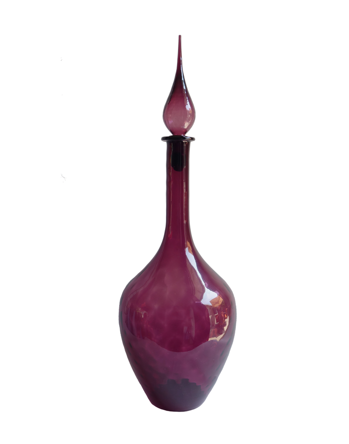 Quilted Optic Pattern Italian Genie Bottle Decanter in Amethyst
