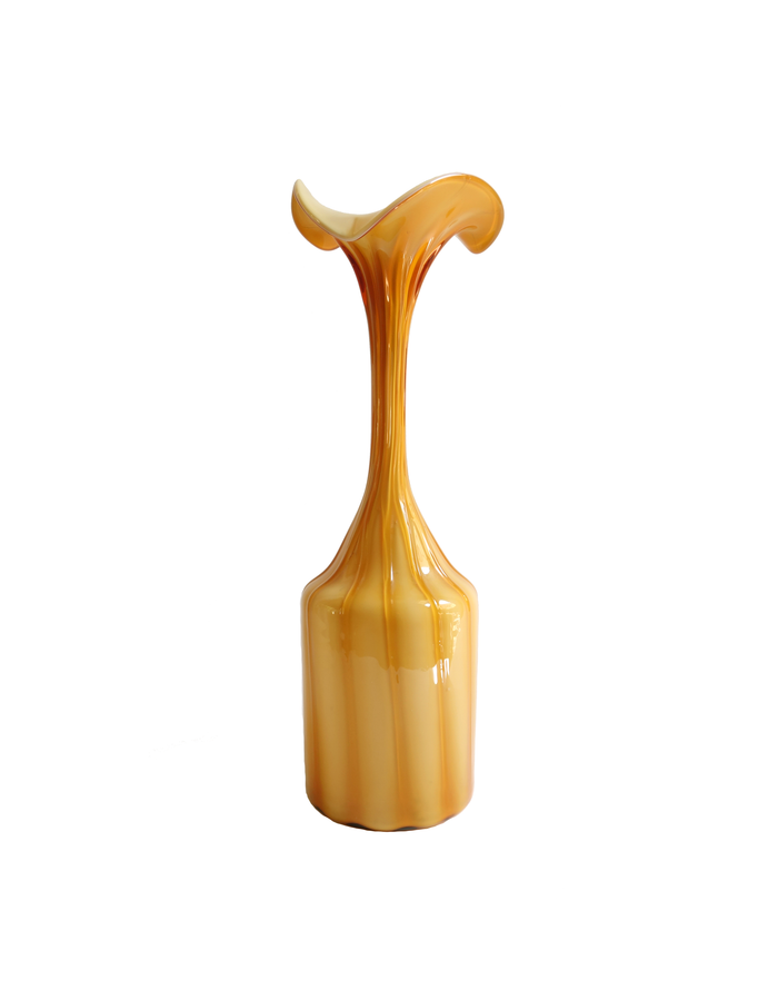 Empoli Amber Striped Trumpet Vase
