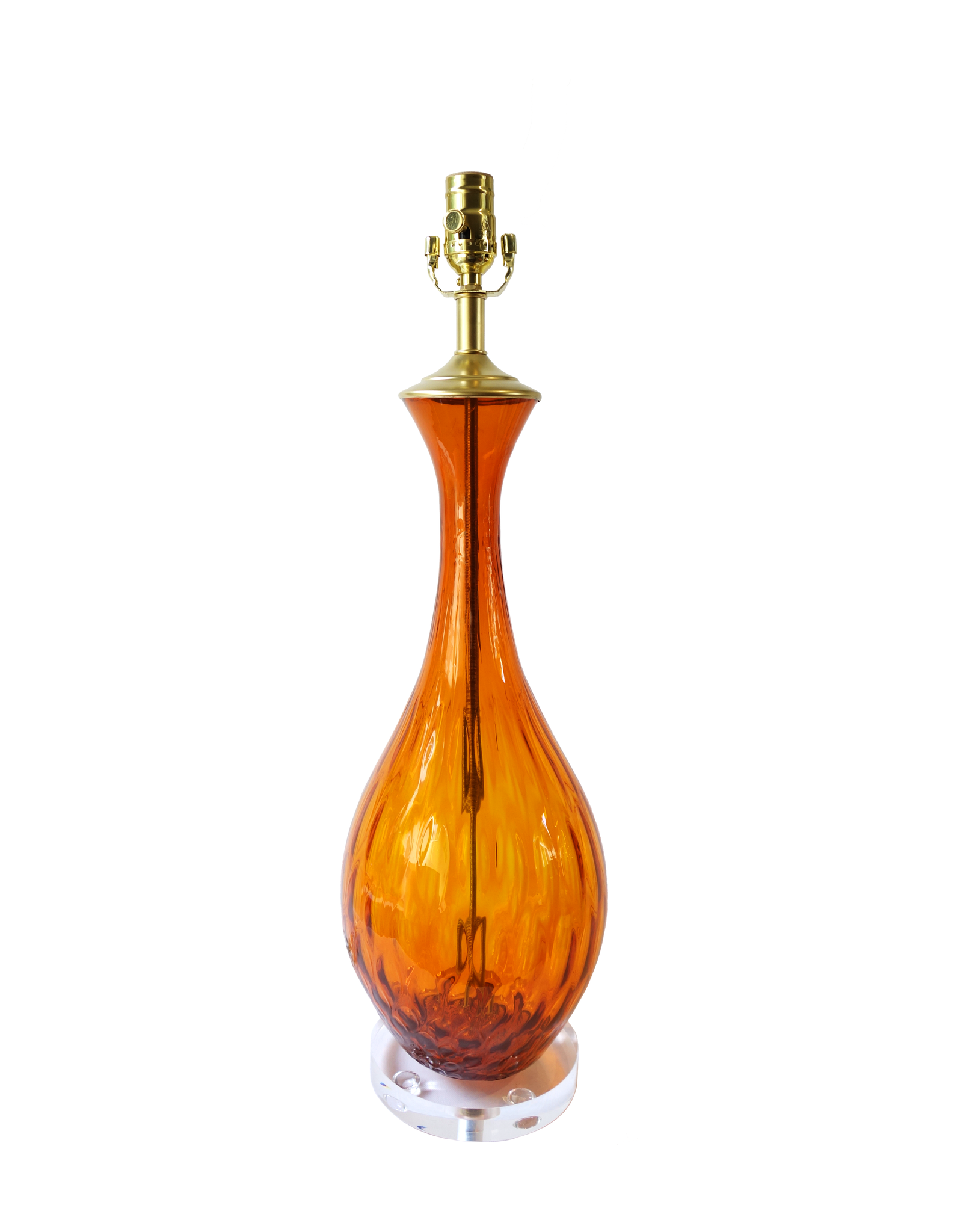 Italian hand blown orange optical pattern lamp
