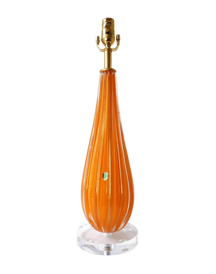 Barbini Murano Orange Glass Lamp