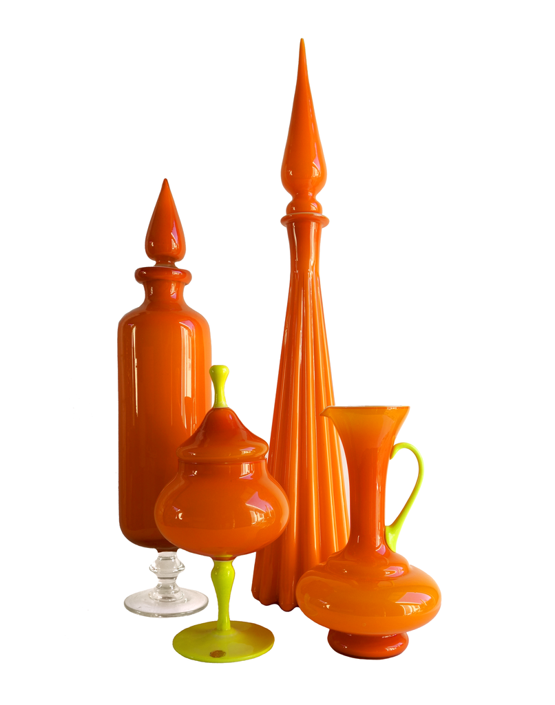 Empoli Orange Two-Tone Lidded Apothecary
